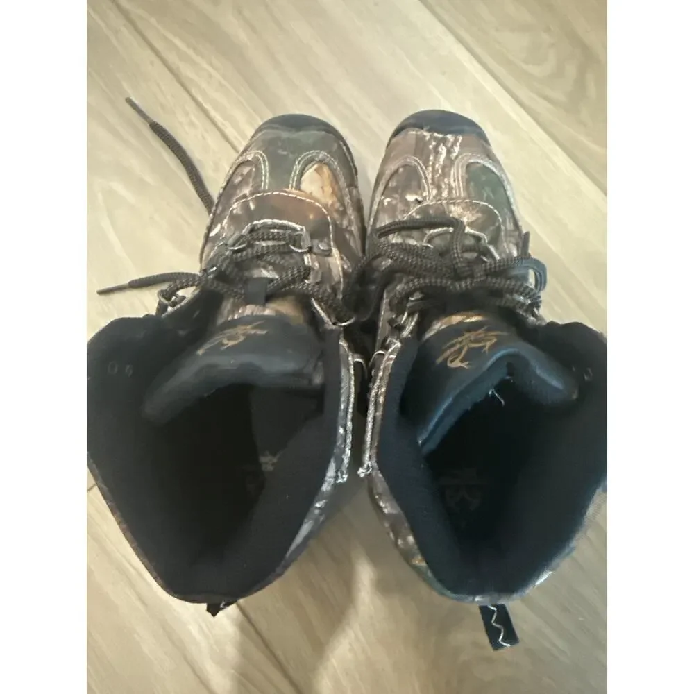 RealTree Camo Hiking Boots Boys Sz 3 Mid Rise Outdoor Hunting Trail Shoes